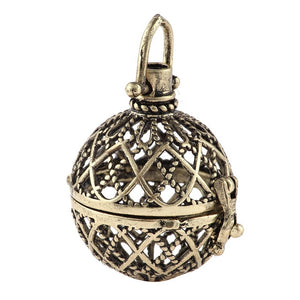 New Arrival Hollow Cage Filigree Ball Box Copper Crown Essential Oil Diffuser Locket Pendants For Making Jewelry DIY