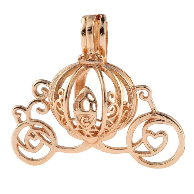 New Arrival Hollow Cage Filigree Ball Box Copper Crown Essential Oil Diffuser Locket Pendants For Making Jewelry DIY