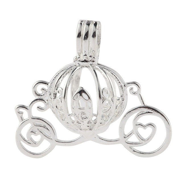 New Arrival Hollow Cage Filigree Ball Box Copper Crown Essential Oil Diffuser Locket Pendants For Making Jewelry DIY