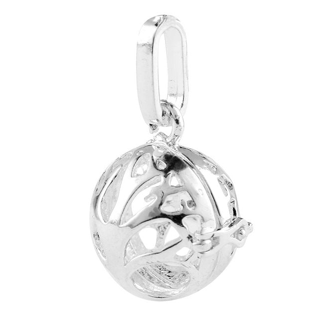 New Arrival Hollow Cage Filigree Ball Box Copper Crown Essential Oil Diffuser Locket Pendants For Making Jewelry DIY