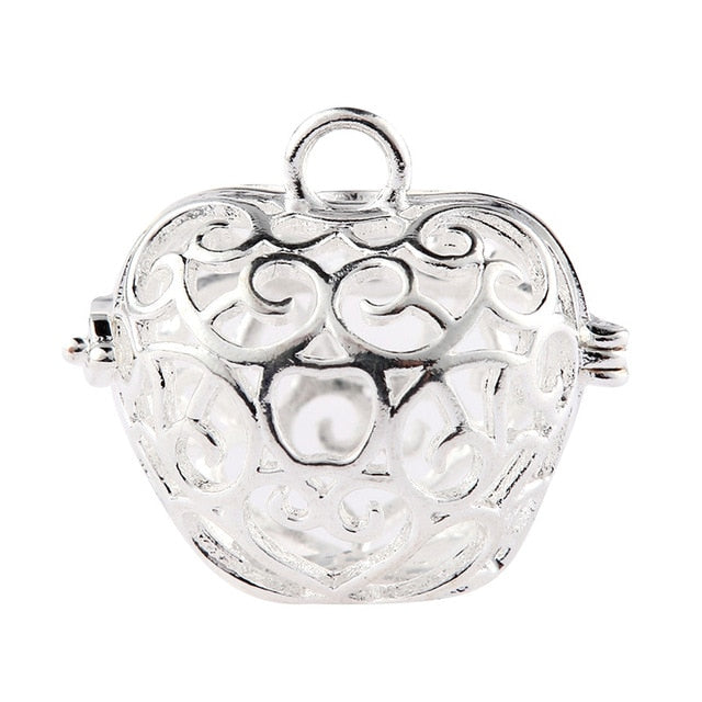 New Arrival Hollow Cage Filigree Ball Box Copper Crown Essential Oil Diffuser Locket Pendants For Making Jewelry DIY