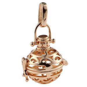 New Arrival Hollow Cage Filigree Ball Box Copper Crown Essential Oil Diffuser Locket Pendants For Making Jewelry DIY
