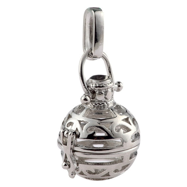 New Arrival Hollow Cage Filigree Ball Box Copper Crown Essential Oil Diffuser Locket Pendants For Making Jewelry DIY