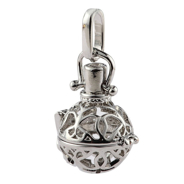 New Arrival Hollow Cage Filigree Ball Box Copper Crown Essential Oil Diffuser Locket Pendants For Making Jewelry DIY