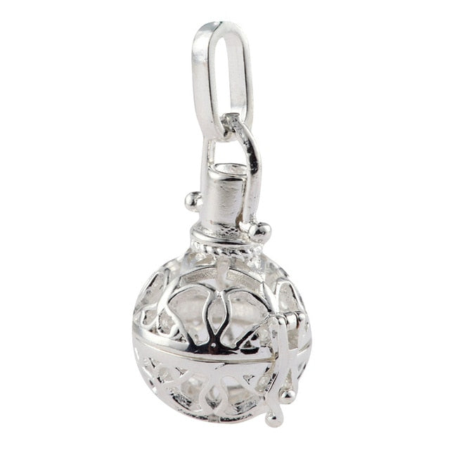 New Arrival Hollow Cage Filigree Ball Box Copper Crown Essential Oil Diffuser Locket Pendants For Making Jewelry DIY