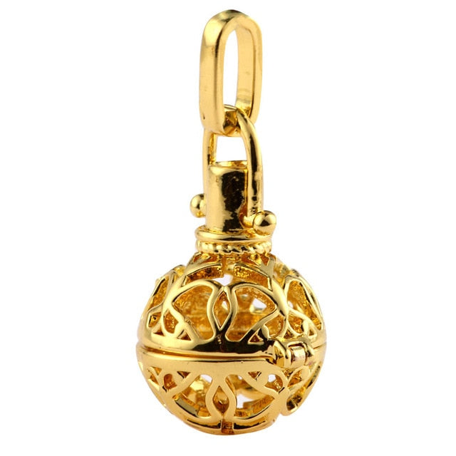 New Arrival Hollow Cage Filigree Ball Box Copper Crown Essential Oil Diffuser Locket Pendants For Making Jewelry DIY