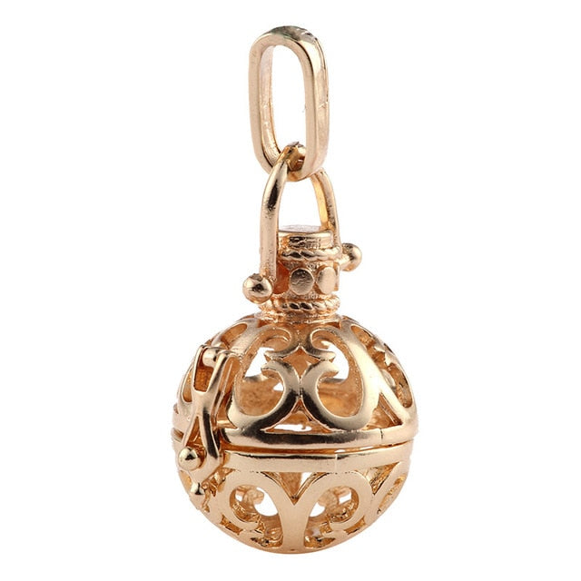 New Arrival Hollow Cage Filigree Ball Box Copper Crown Essential Oil Diffuser Locket Pendants For Making Jewelry DIY