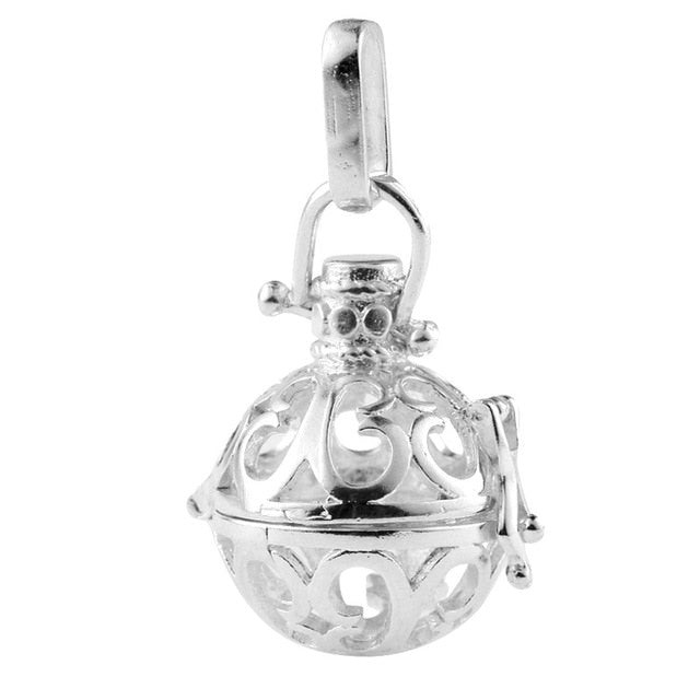 New Arrival Hollow Cage Filigree Ball Box Copper Crown Essential Oil Diffuser Locket Pendants For Making Jewelry DIY