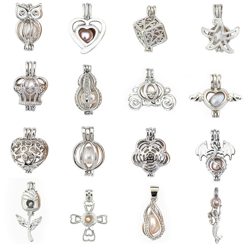 More Than 20 styles Pearl Cage Jewelry Findings Cage Locket Pendant Essential Oil Diffuser Locket For Oyster Pearl Women Girl