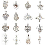 More Than 20 styles Pearl Cage Jewelry Findings Cage Locket Pendant Essential Oil Diffuser Locket For Oyster Pearl Women Girl