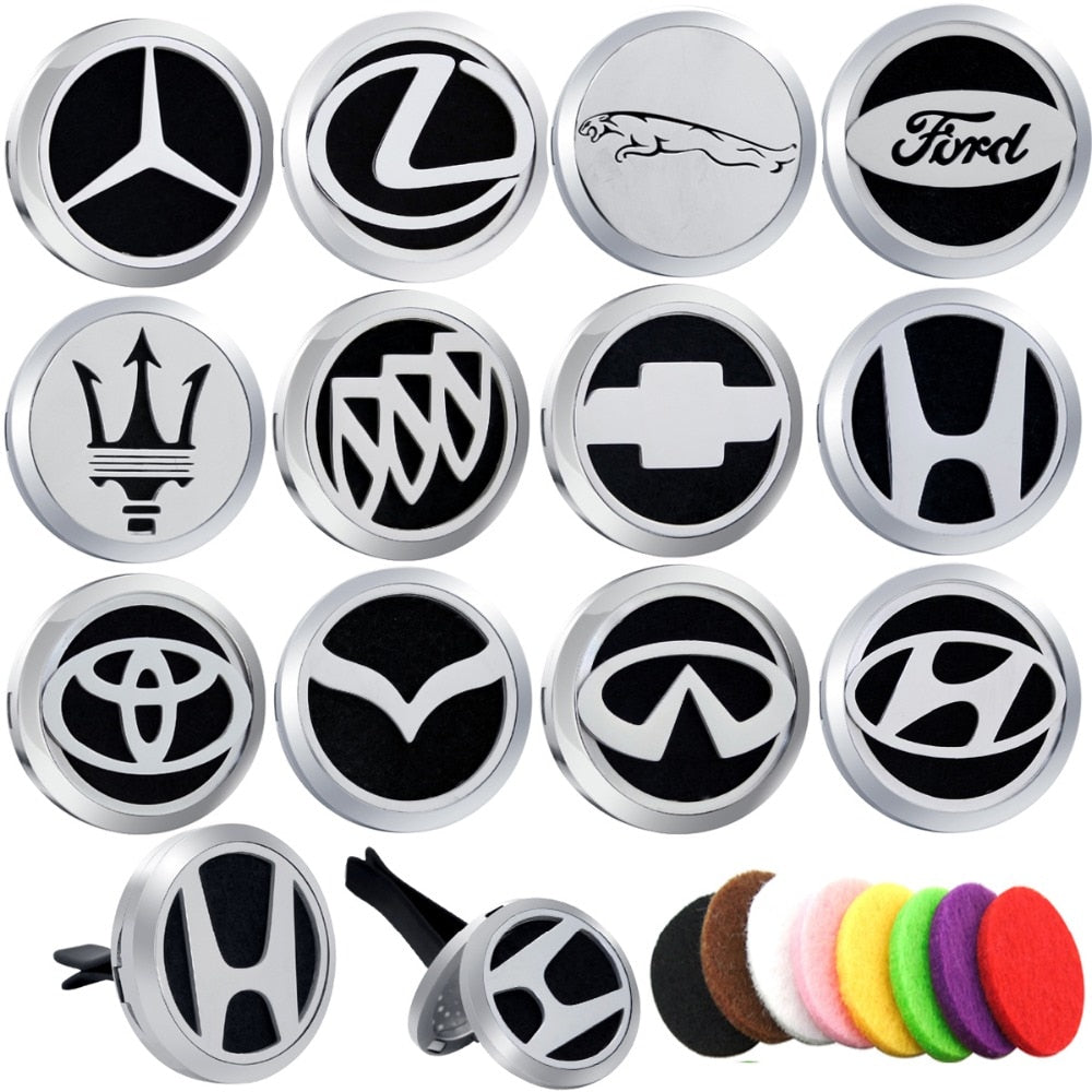 30mm Car Logo Magnet 316 Stainless Steel Car Aromatherapy Locket Free Pads Essential Oil Car Perfume Lockets Drop Shipping