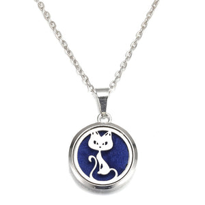 MODKISR Wholesale Cat Exquisite 28mm Essential Oil Diffuser Locket Necklace 316L Stainless Steel Magnetic Fashion Jewelry A13-56
