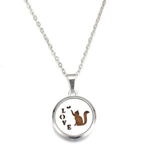 MODKISR Wholesale Cat Exquisite 28mm Essential Oil Diffuser Locket Necklace 316L Stainless Steel Magnetic Fashion Jewelry A13-56
