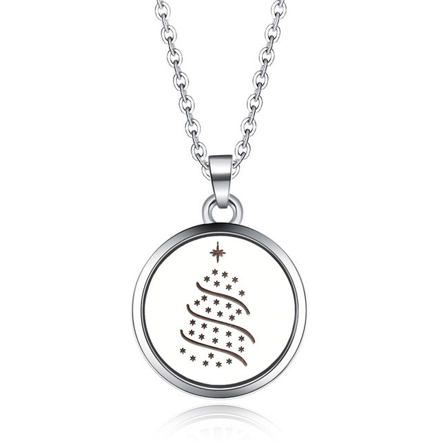 Tree of Life Stainless Steel Aroma Box Pendant Necklace Magnetic Aromatherapy Essential Oil Diffuser Box Locket Pendant Jewelry