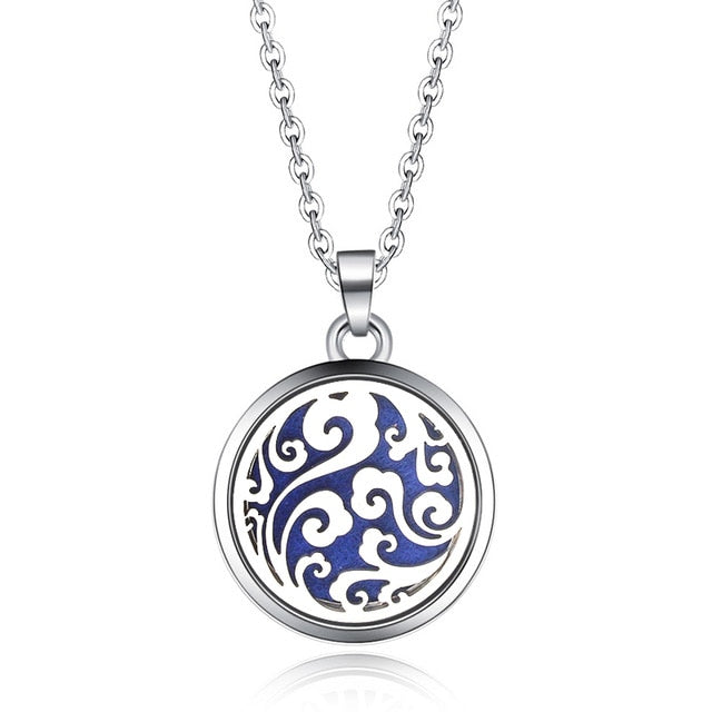 Tree of Life Stainless Steel Aroma Box Pendant Necklace Magnetic Aromatherapy Essential Oil Diffuser Box Locket Pendant Jewelry