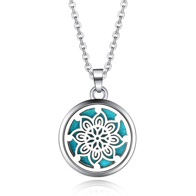 Tree of Life Stainless Steel Aroma Box Pendant Necklace Magnetic Aromatherapy Essential Oil Diffuser Box Locket Pendant Jewelry