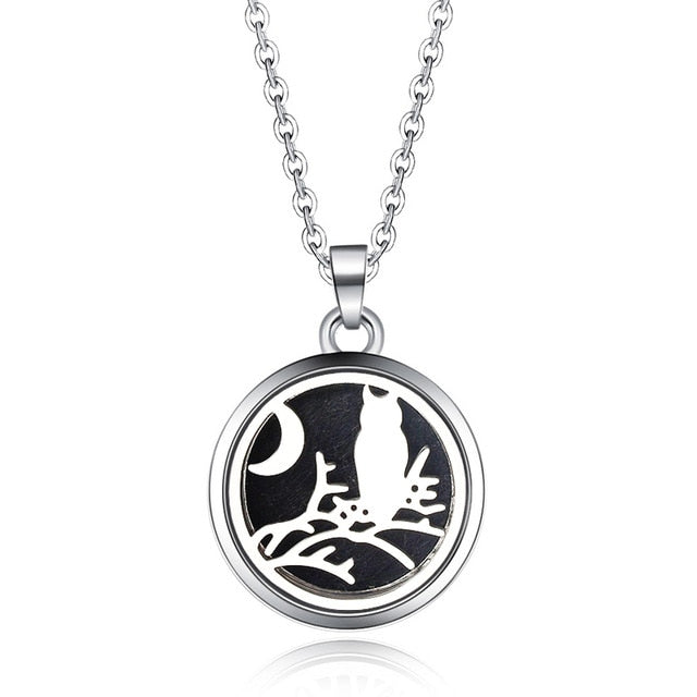 Tree of Life Stainless Steel Aroma Box Pendant Necklace Magnetic Aromatherapy Essential Oil Diffuser Box Locket Pendant Jewelry