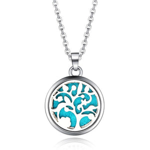 Tree of Life Stainless Steel Aroma Box Pendant Necklace Magnetic Aromatherapy Essential Oil Diffuser Box Locket Pendant Jewelry