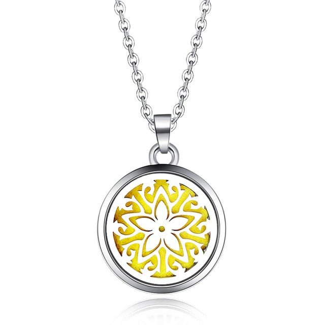 Tree of Life Stainless Steel Aroma Box Pendant Necklace Magnetic Aromatherapy Essential Oil Diffuser Box Locket Pendant Jewelry