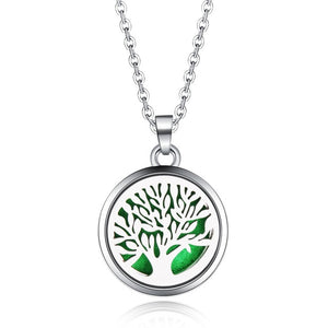 Tree of Life Stainless Steel Aroma Box Pendant Necklace Magnetic Aromatherapy Essential Oil Diffuser Box Locket Pendant Jewelry