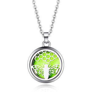 Tree of Life Stainless Steel Aroma Box Pendant Necklace Magnetic Aromatherapy Essential Oil Diffuser Box Locket Pendant Jewelry