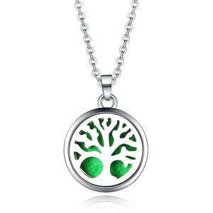 Tree of Life Stainless Steel Aroma Box Pendant Necklace Magnetic Aromatherapy Essential Oil Diffuser Box Locket Pendant Jewelry