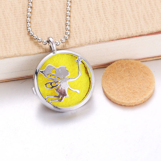 Round flower Aroma Diffuser Necklace Perfume Essential Oil Diffuser Aromatherapy Locket Pendant Necklace Women jewelry