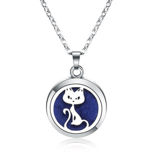 MODKISR Wholesale Cat Exquisite 28mm Essential Oil Diffuser Locket Necklace 316L Stainless Steel Magnetic Fashion Jewelry A13-56