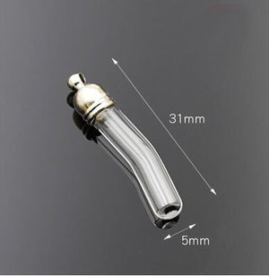10pcs 5mm glue cap glass Vial Pendant locket charms mini wishing glass bottles with Tassel cap name on rice art jewelry making