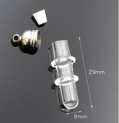 10pcs 5mm glue cap glass Vial Pendant locket charms mini wishing glass bottles with Tassel cap name on rice art jewelry making