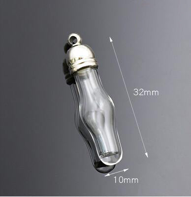 10pcs 5mm glue cap glass Vial Pendant locket charms mini wishing glass bottles with Tassel cap name on rice art jewelry making