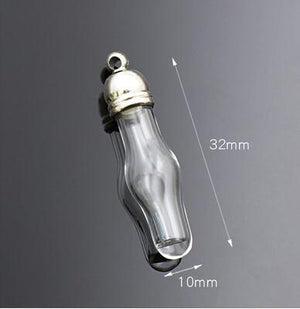 10pcs 5mm glue cap glass Vial Pendant locket charms mini wishing glass bottles with Tassel cap name on rice art jewelry making