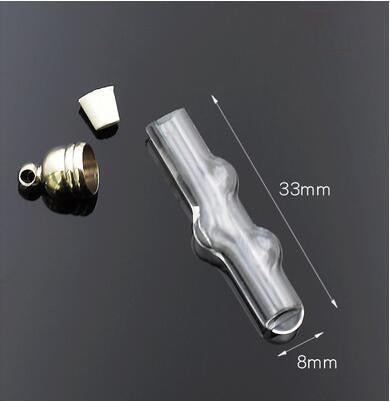 10pcs 5mm glue cap glass Vial Pendant locket charms mini wishing glass bottles with Tassel cap name on rice art jewelry making