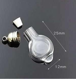 10pcs 5mm glue cap glass Vial Pendant locket charms mini wishing glass bottles with Tassel cap name on rice art jewelry making