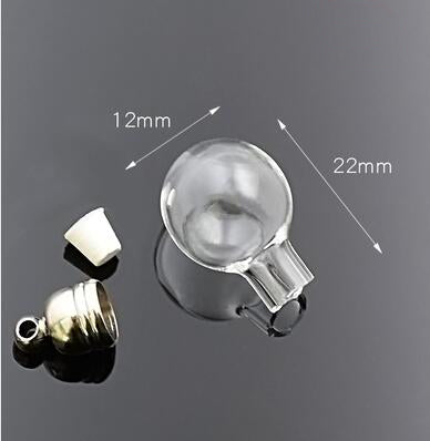 10pcs 5mm glue cap glass Vial Pendant locket charms mini wishing glass bottles with Tassel cap name on rice art jewelry making