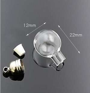 10pcs 5mm glue cap glass Vial Pendant locket charms mini wishing glass bottles with Tassel cap name on rice art jewelry making