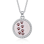 Aromatherapy Lockets necklace paw pattern Essential Oils Aroma Diffuser rhinestones locket Perfume Pendant Necklace cute gift