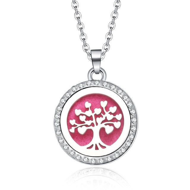Aromatherapy Lockets necklace paw pattern Essential Oils Aroma Diffuser rhinestones locket Perfume Pendant Necklace cute gift