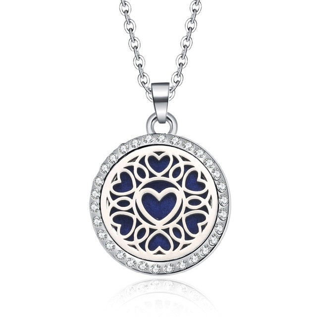 Aromatherapy Lockets necklace paw pattern Essential Oils Aroma Diffuser rhinestones locket Perfume Pendant Necklace cute gift