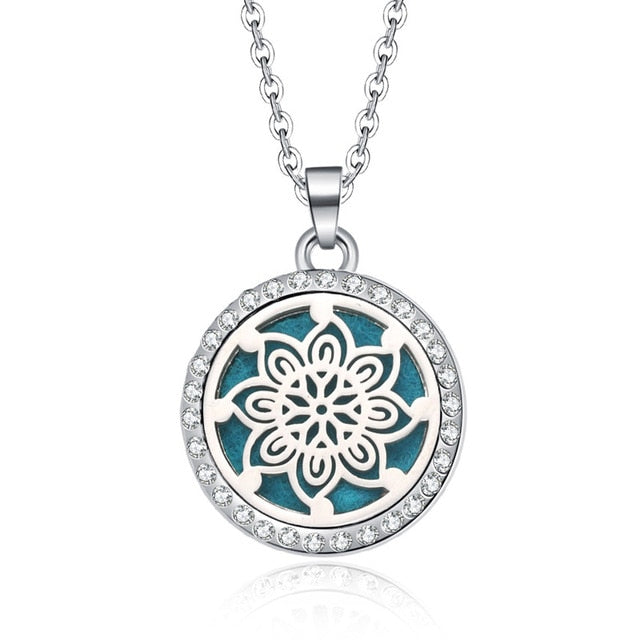 Aromatherapy Lockets necklace paw pattern Essential Oils Aroma Diffuser rhinestones locket Perfume Pendant Necklace cute gift
