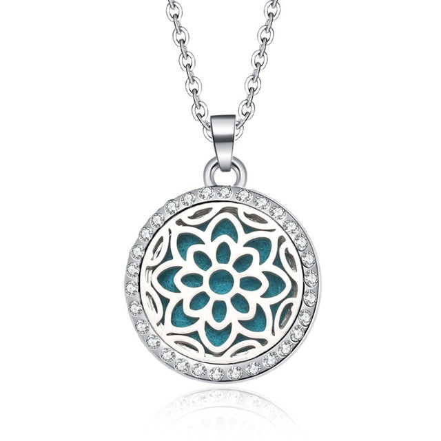 Aromatherapy Lockets necklace paw pattern Essential Oils Aroma Diffuser rhinestones locket Perfume Pendant Necklace cute gift