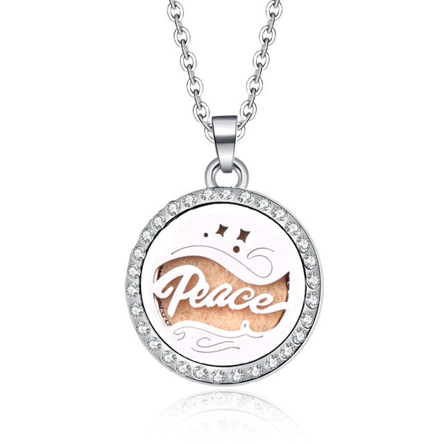 Aromatherapy Lockets necklace paw pattern Essential Oils Aroma Diffuser rhinestones locket Perfume Pendant Necklace cute gift