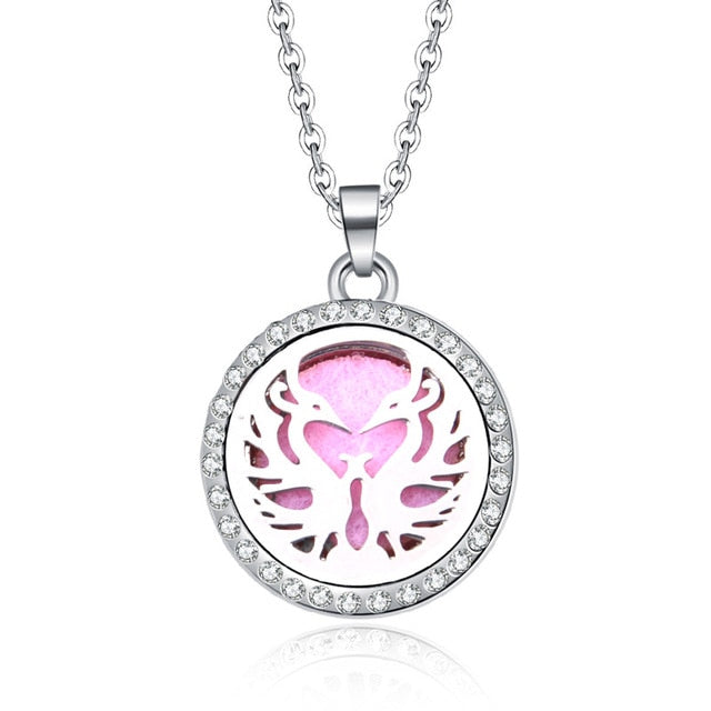 Aromatherapy Lockets necklace paw pattern Essential Oils Aroma Diffuser rhinestones locket Perfume Pendant Necklace cute gift