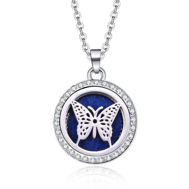 Aromatherapy Lockets necklace paw pattern Essential Oils Aroma Diffuser rhinestones locket Perfume Pendant Necklace cute gift