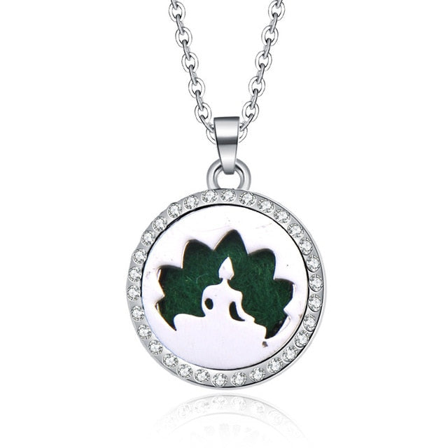 Aromatherapy Lockets necklace paw pattern Essential Oils Aroma Diffuser rhinestones locket Perfume Pendant Necklace cute gift