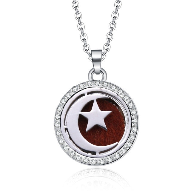 Aromatherapy Lockets necklace paw pattern Essential Oils Aroma Diffuser rhinestones locket Perfume Pendant Necklace cute gift