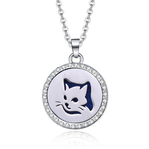 Aromatherapy Lockets necklace paw pattern Essential Oils Aroma Diffuser rhinestones locket Perfume Pendant Necklace cute gift
