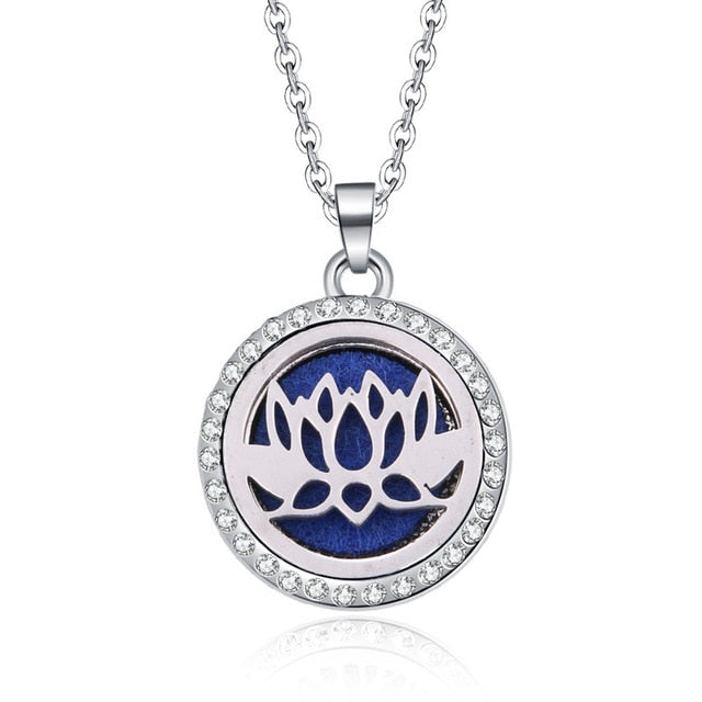 Aromatherapy Lockets necklace paw pattern Essential Oils Aroma Diffuser rhinestones locket Perfume Pendant Necklace cute gift