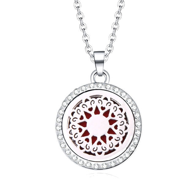 Aromatherapy Lockets necklace paw pattern Essential Oils Aroma Diffuser rhinestones locket Perfume Pendant Necklace cute gift