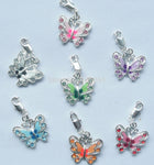 Vintage Silver Mixed Enamel Rhinestone Butterfly Clip-on Floating Locket DIY Jewelry Charms Pendant For Bracelet Hot Sale Q550